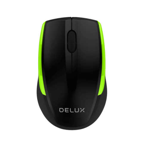 Мышь беспроводная Delux DLM-321OGB, черно-зеленый