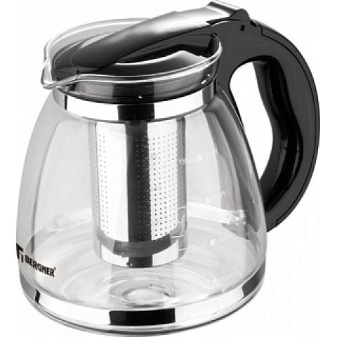 Чайник заварочный Bergner BG-38347-BK, 1,5л, пластик /стекло