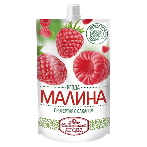 Ягода протертая с сахаром Малина СаВа, дой-пак, 280 г