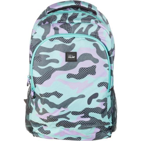 Рюкзак школьный, 45х30х12см, бирюзовый, Milan Turquoise Camouflage