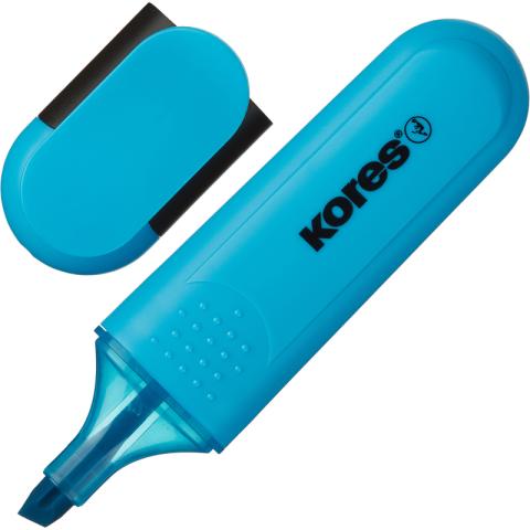 Маркер текстовый скошенный 0,5-5 мм, синий, Kores Bright Liner Plus