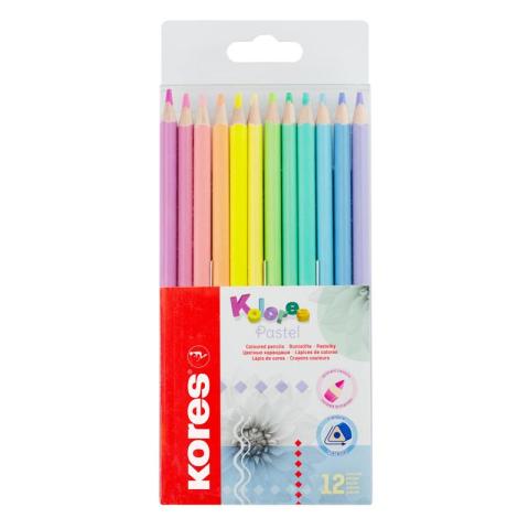 Карандаши цветные трехгранные, 12 цветов, Kores Kolores Pastel 93311