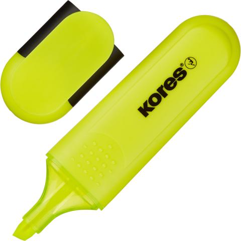 Маркер текстовый скошенный 0,5-5 мм, желтый, Kores Bright Liner Plus