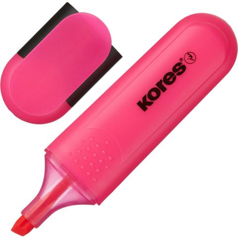 Маркер текстовый скошенный 0,5-5 мм, розовый, Kores Bright Liner Plus
