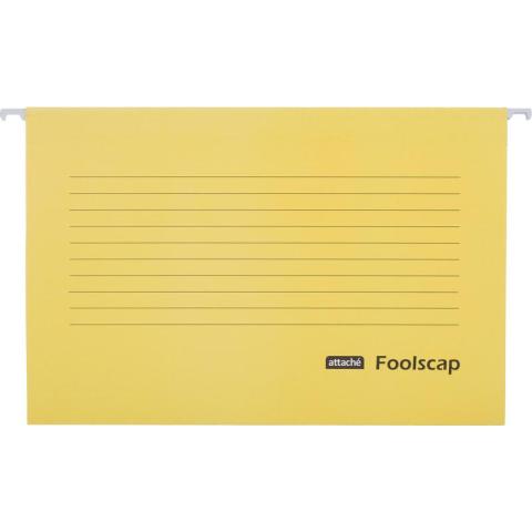 Папка подвесная А4+ (Foolscap), желтый, картон 224 г/м2, до 200 л., 5 шт., Attache