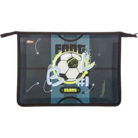Папка для тетрадей на молнии А4, синий, Комус Класс Football