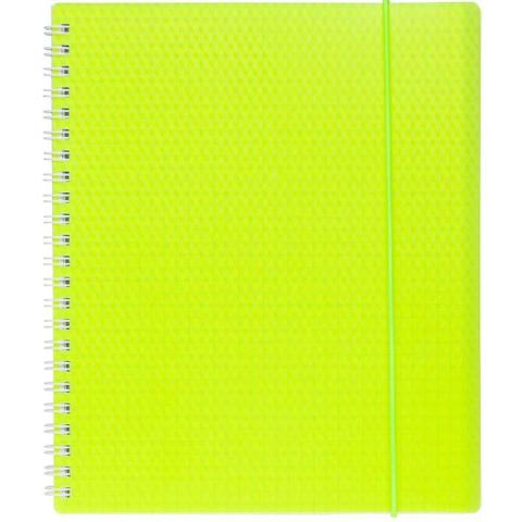 Бизнес-тетрадь на спирали А5, 80 л., клетка, пластиковая обложка, желтый, Hatber Diamond Neon 054425