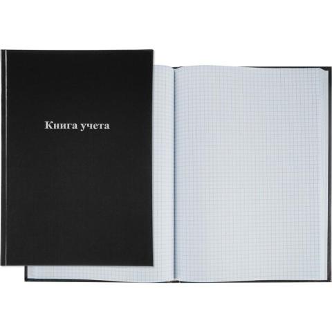 Книга учета А4, 96 л., твердый переплет, клетка, черный, Attache