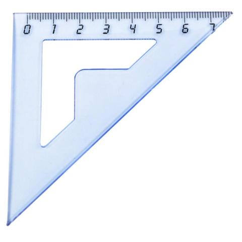 Треугольник пластиковый, 7см, 90/45/45°, прозрачный синий, №1 School