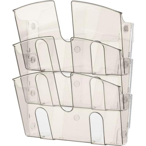 Лоток для документов настенный, 3 отделения, 430x310x32мм, дымчатый, Attache