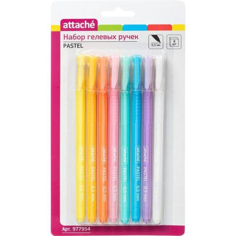 Набор гелевых ручек 0,5мм, Pastel, 8 цветов, Attache