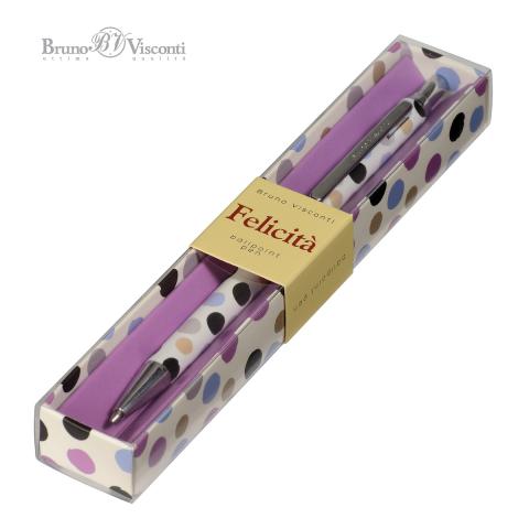 Ручка шариковая автом. 0,7мм Felicita Горошек, синий, футляр, BrunoVisconti 20-0263/04