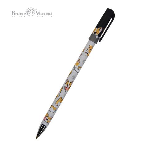Ручка шариковая 0,5мм HappyWrite.Друзья.Корги, синий, Bruno Visconti 20-0215/34