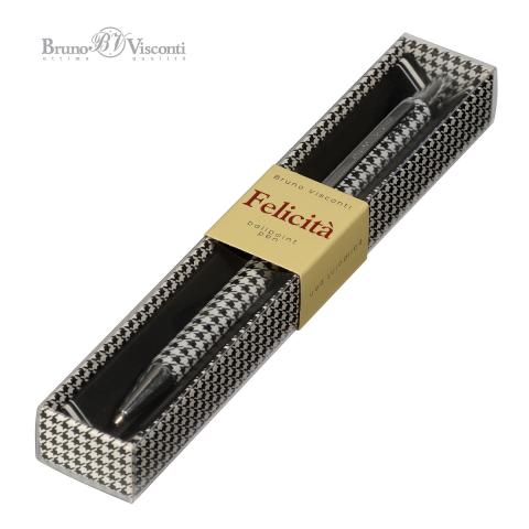 Ручка шариковая автом. 0,7мм Felicita Black&White паттерн, синий, футляр, BrunoVisconti 20-0263/09