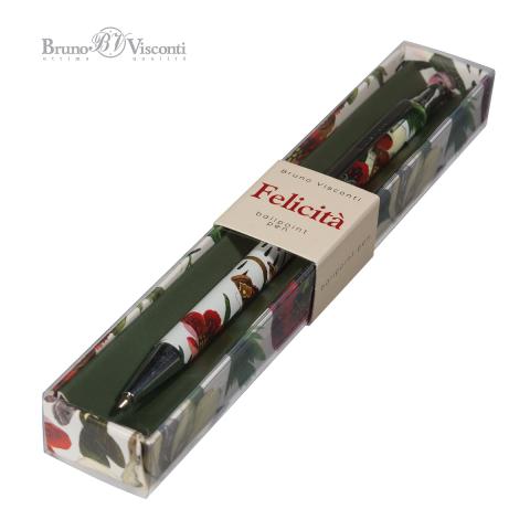 Ручка шариковая автом. 0,7мм Felicita Пионы, синий, футляр, BrunoVisconti 20-0263/19