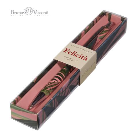 Ручка шариковая автом. 0,7мм Felicita Пальмовые листья, синий, футляр, BrunoVisconti 20-0263/18