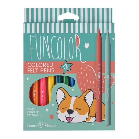 Фломастеры 12 цветов, FUNCOLOR, Bruno Visconti 32-0067