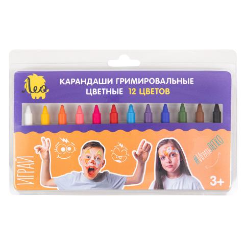 Карандаши гримировальные цветные 12 цв., 42 г, Лео Играй LPFPS-12