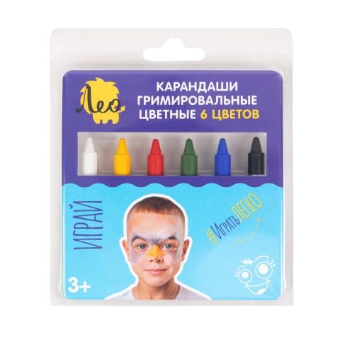 Карандаши гримировальные цветные 6 цв., 21 г, Классики, Лео Играй LPFPS-06