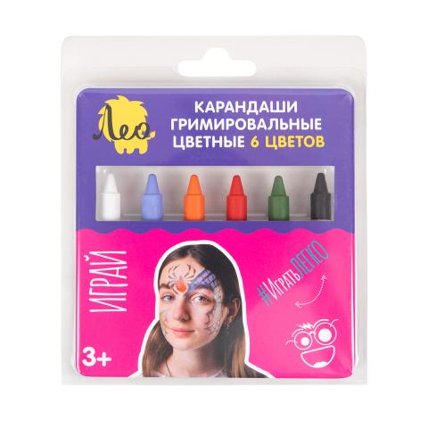 Карандаши гримировальные цветные 6 цв., 21 г, Страшилки, Лео Играй LPFPS-06