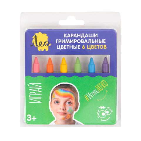 Карандаши гримировальные цветные 6 цв., 21 г, Радуга, Лео Играй LPFPS-06