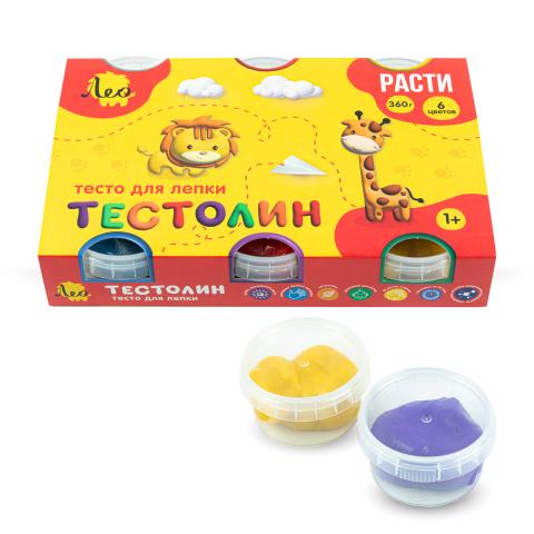 Тестолин (тесто для лепки) 6 цвета, 360г, LPLD-0106, Лео