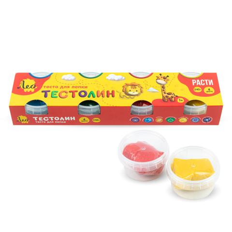 Тестолин (тесто для лепки) 4 цвета, 240г, LPLD-0104, Лео