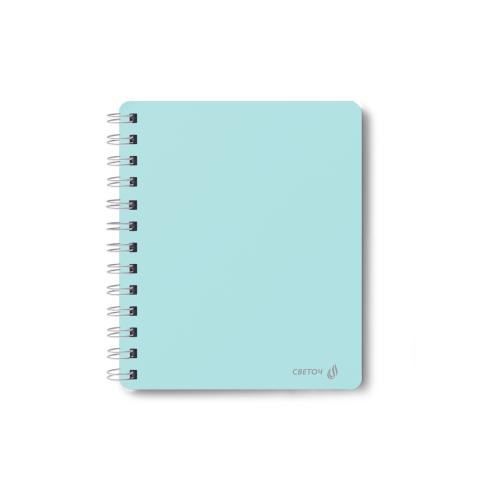 Записная книжка на гребне А6, 80л., клетка, Голубая, пластиковая обложка, SVETOCH 80ЗК33
