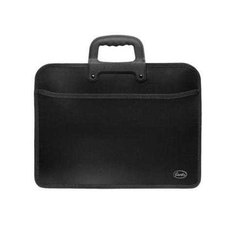 Папка-портфель с 2 отделениями, А4, с ручкой, на молнии, 0,70 мм, черный, Forofis
