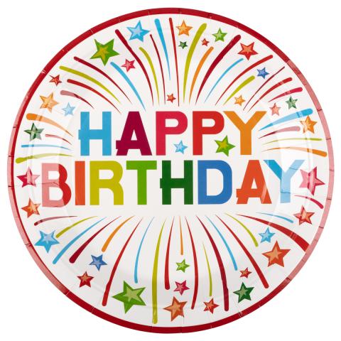 Тарелки бумажные круглые d-23 см, 6 шт, 01_Happy birthday, BOOMZEE TRL-13