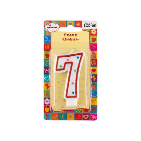 Свеча для торта "Цифра 7", BOOMZEE BCD-05