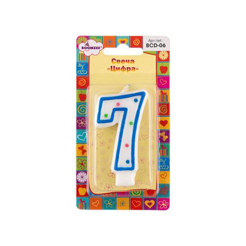 Свеча для торта "Цифра 7", BOOMZEE BCD-06