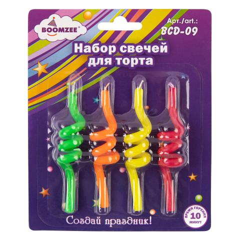 Свечи тортовые декоративные, 4 шт, BOOMZEE BCD-09