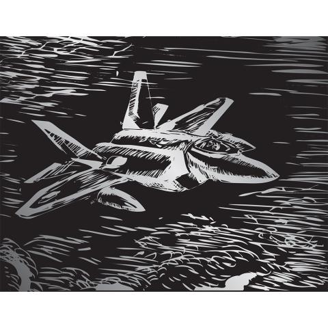 Набор для творчества "Гравюра", 20x25,5 см, №19 "Самолет" (серебро), Hobbius SGHK