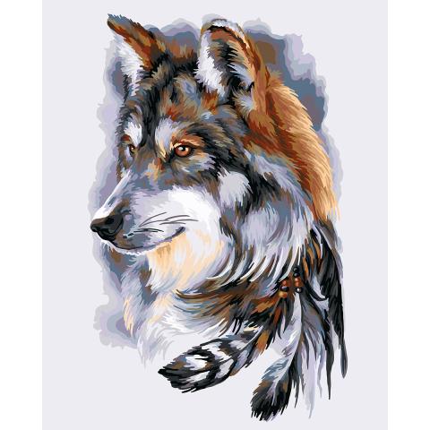 Набор для раскрашивания по номерам 50х40см "Тотемный волк", ФРЕЯ PNB/PL-105