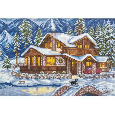 Мозаика кристальная (алмазная) 60х40см "Шале в горах", ФРЕЯ ALVR-50 083