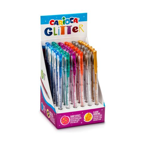 Ручка гелевая 1,0мм Glitter, с блестками, ассорти, Carioca 42166