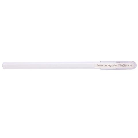 Ручка гелевая 0,8мм Hybrid Milky, пастельный белый, Pentel K108-PW