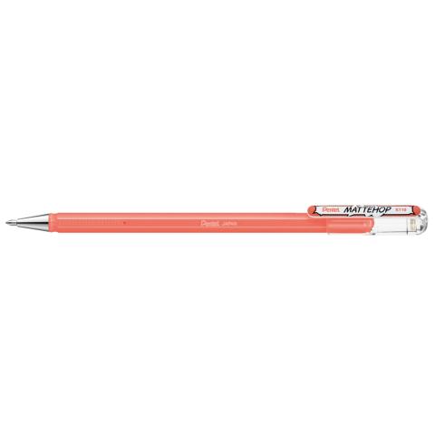 Ручка гелевая 0,4мм Mattehop, коралловый, с супер укрывистыми чернилами, Pentel K110-VP2X