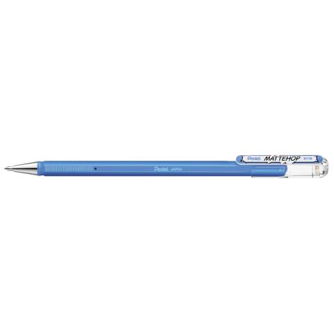 Ручка гелевая 0,4мм Mattehop, голубой, с супер укрывистыми чернилами, Pentel K110-VSX