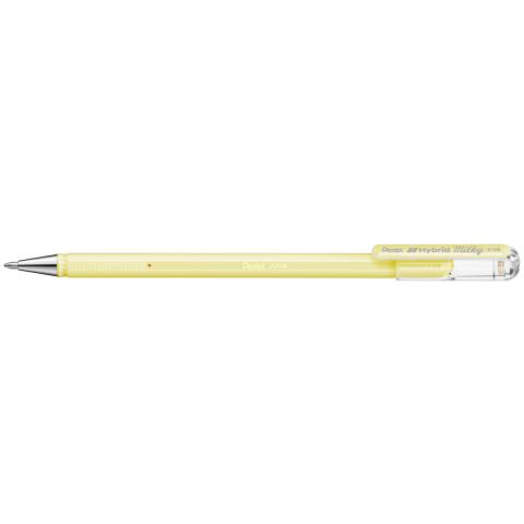 Ручка гелевая 0,8мм Hybrid Milky, пастельный желтый, Pentel K108-PG