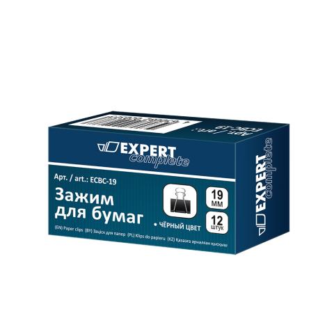 Зажимы для бумаги 19мм, 12шт, черные, Expert Complete ECBC-19