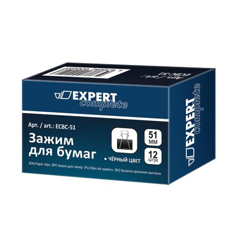 Зажимы для бумаги 51мм, 12шт, черные, Expert Complete ECBC-51