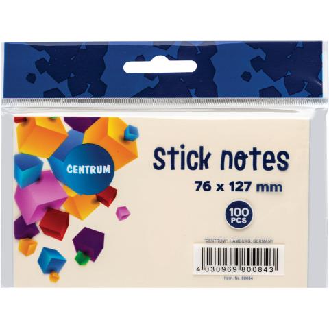 Клейкие листки 76х127мм, 100л., желтый, Centrum