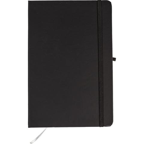 Блокнот A5, PU 136x208мм 80л., 77г/м2, линейка, черный, твердый переплет, на резинке, Centrum