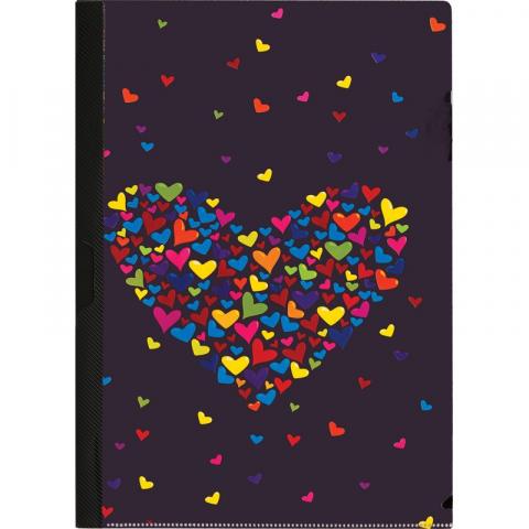 Папка для бумаг с клипом, А4, ПП, 0,45 мм, ассорти, Centrum HEARTS