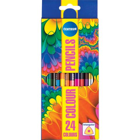 Карандаши цветные трехгранные двусторонние, 24 цвета, Centrum ART