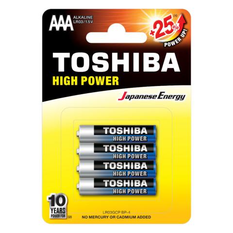 Батарейка Toshiba High Power, AAА/LR03 GCP BP-4, 4 шт