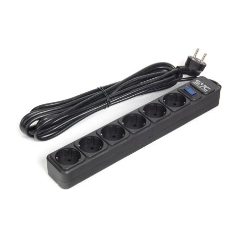Сетевой фильтр SVC ZC6S-50M, 6 розеток, 5 м, черный