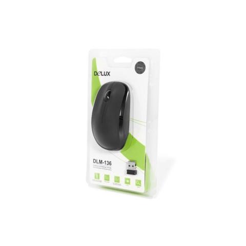 Мышь беспроводная Delux DLM-1360GB, USB, черный